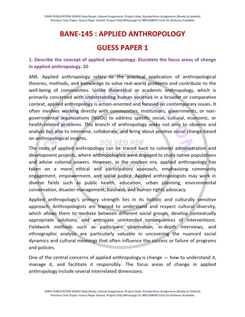 IGNOU BANE-145 Guess Paper Solved English Medium