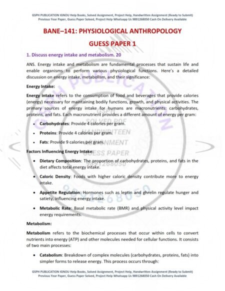 IGNOU BANE-141 Guess Paper Solved English Medium