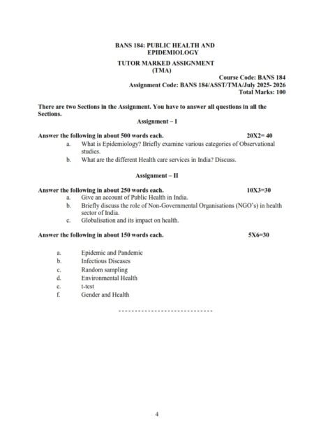 IGNOU BANS-184 Solved Assignment 2025-26 English Medium