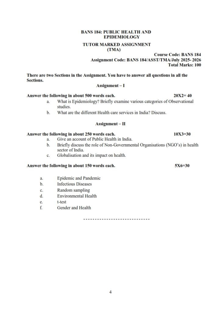 IGNOU BANS-184 Solved Assignment 2025-26 English Medium