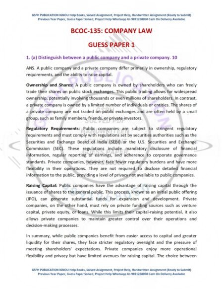 IGNOU BCOC-135 Guess Paper Solved English Medium