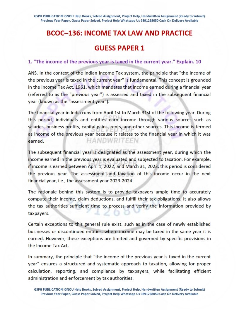 IGNOU BCOC-136 Guess Paper Solved English Medium