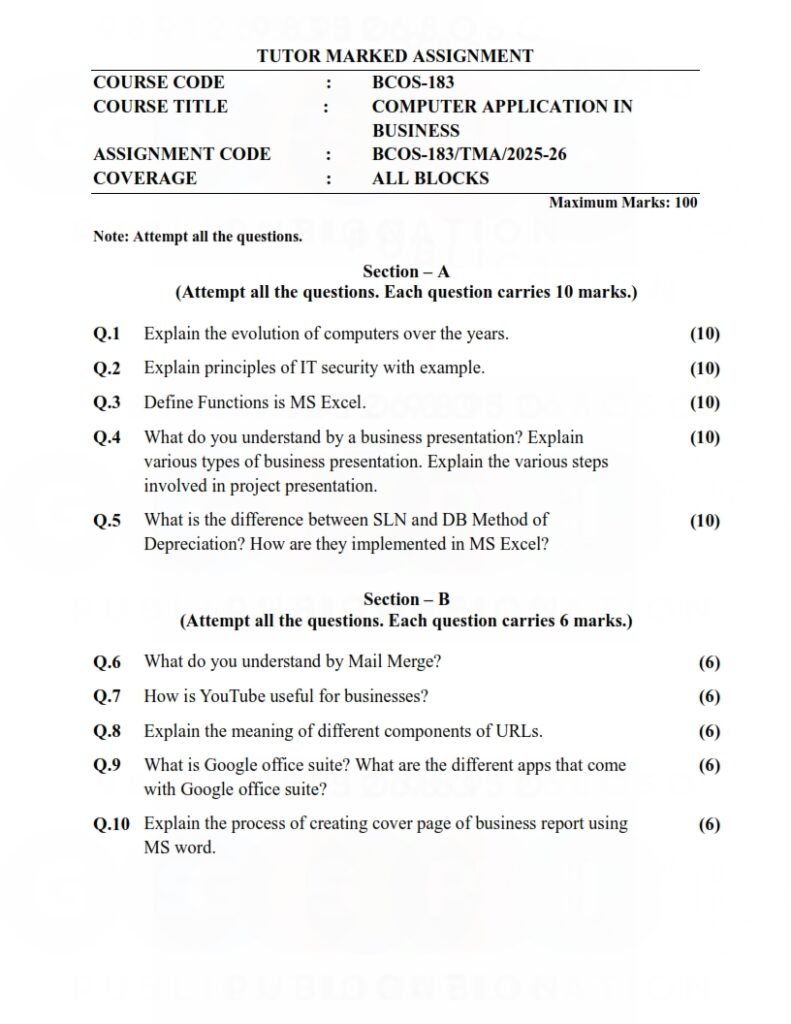 IGNOU BCOS-184 Solved Assignment 2025-26 English Medium