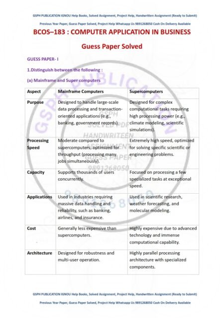 IGNOU BCOS-183 Guess Paper Solved English Medium