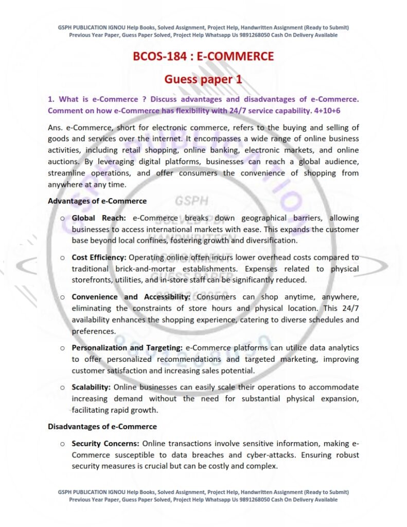 IGNOU BCOS-184 Guess Paper Solved English Medium