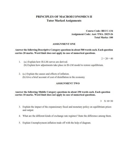 IGNOU BECC-134 Solved Assignment 2025-26 English Medium