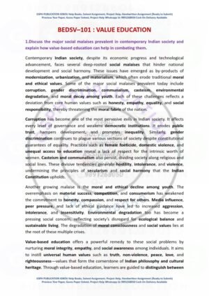 IGNOU BEDSV-101 Guess Paper Solved English Medium