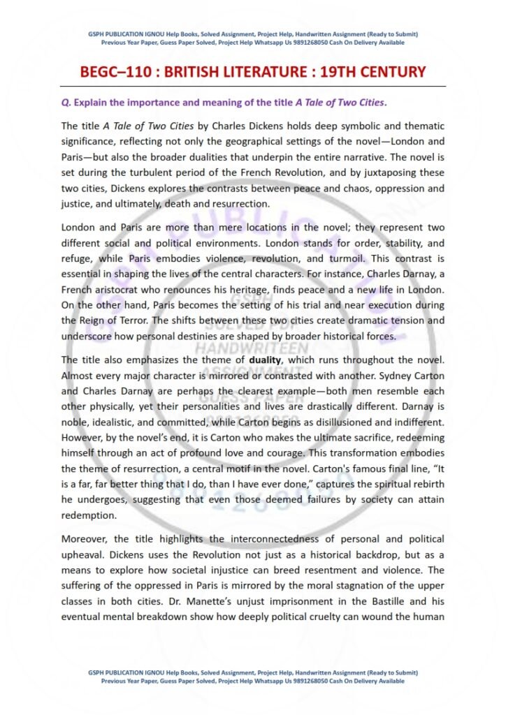 IGNOU BEGC-110 Guess Paper Solved English Medium