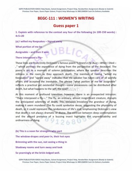 IGNOU BEGC-111 Guess Paper Solved English Medium