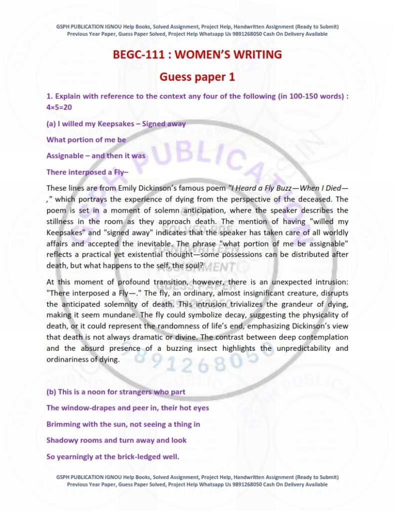 IGNOU BEGC-111 Guess Paper Solved English Medium