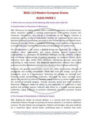 IGNOU BEGC-113 Guess Paper Solved English Medium