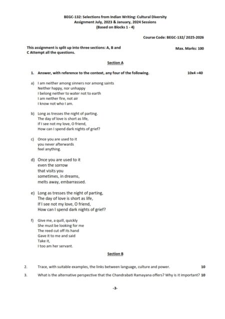 IGNOU BEGC-132 Solved Assignment 2025-26 English Medium