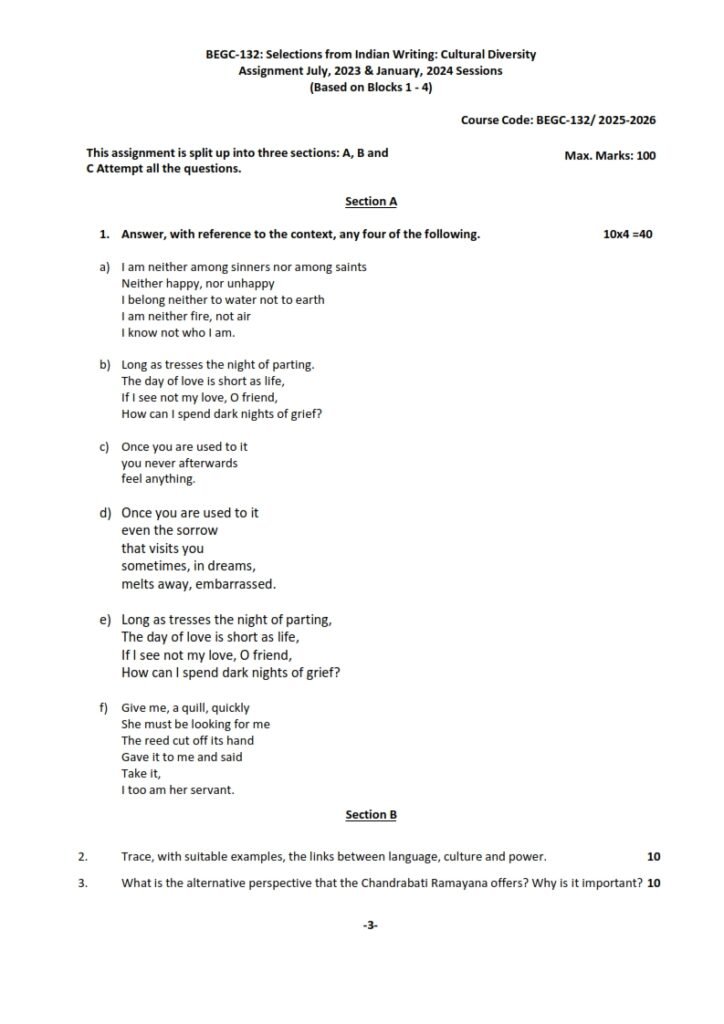 IGNOU BEGC-132 Solved Assignment 2025-26 English Medium