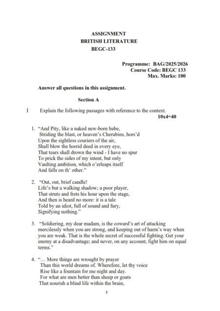 IGNOU BEGC-133 Solved Assignment 2025-26 English Medium