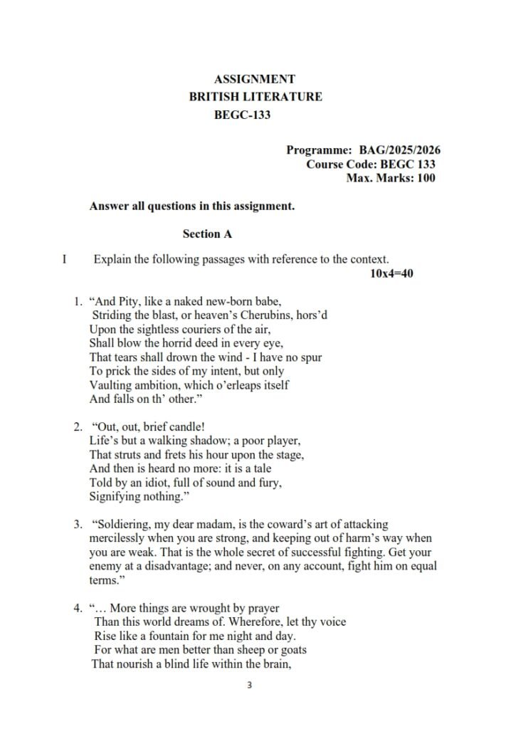 IGNOU BEGC-133 Solved Assignment 2025-26 English Medium