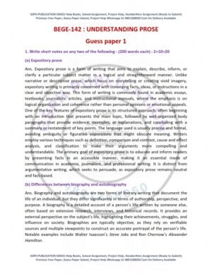 IGNOU BEGE-143 Guess Paper Solved English Medium