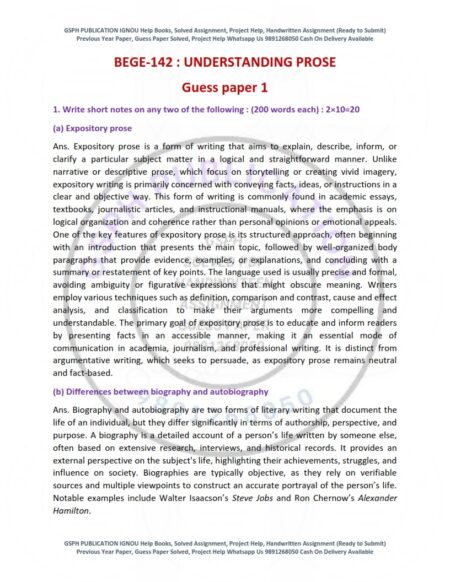 IGNOU BEGE-143 Guess Paper Solved English Medium