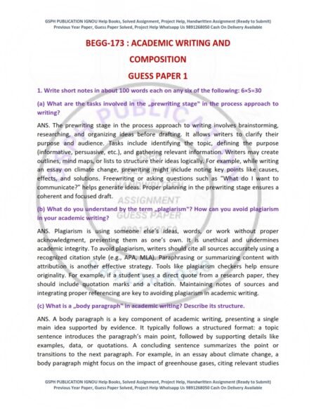 IGNOU BEGG-173 Guess Paper Solved English Medium