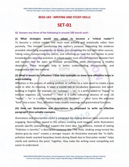 IGNOU BEGS-183 Guess Paper Solved English Medium