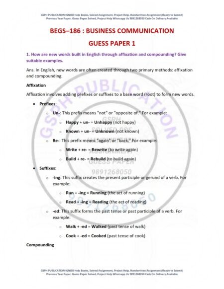 IGNOU BEGS-186 Guess Paper Solved English Medium