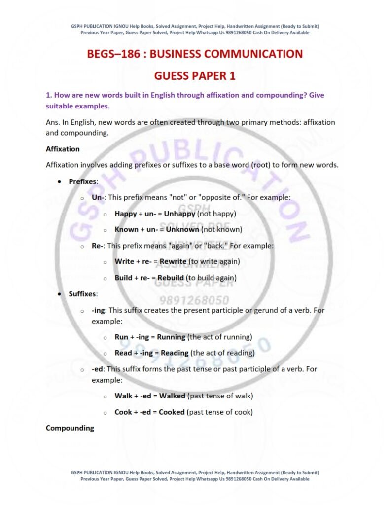 IGNOU BEGS-186 Guess Paper Solved English Medium