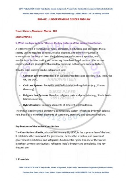 IGNOU BGS-11 Guess Paper Solved English Medium