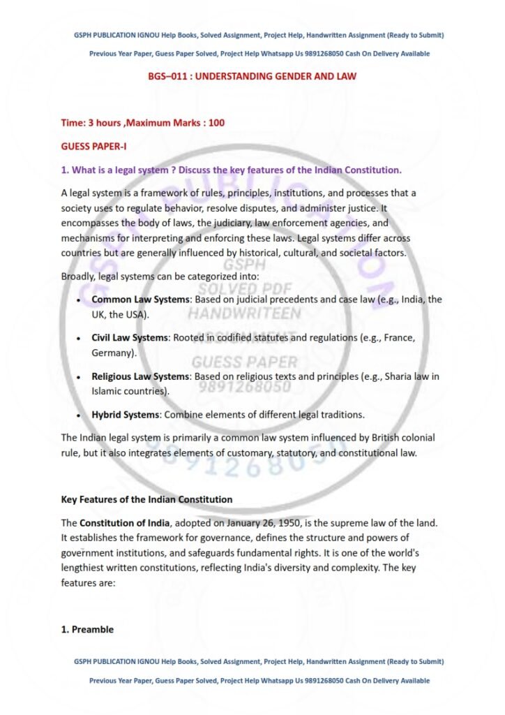 IGNOU BGS-11 Guess Paper Solved English Medium