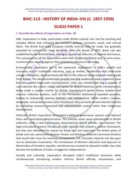 IGNOU BHIC-113 Guess Paper Solved English Medium