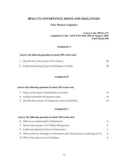 IGNOU BPAG-172 Solved Assignment 2025-26 English Medium