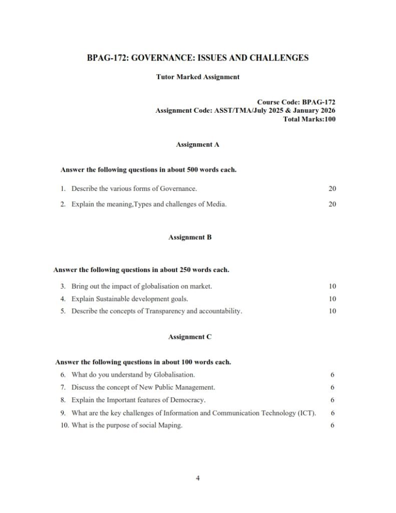 IGNOU BPAG-172 Solved Assignment 2025-26 English Medium