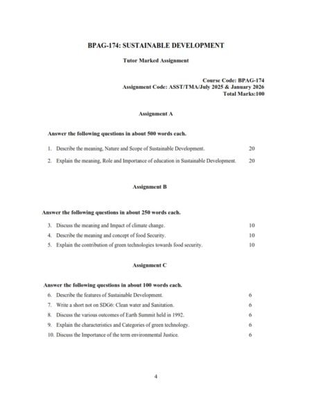 IGNOU BPAG-174 Solved Assignment 2025-26 English Medium