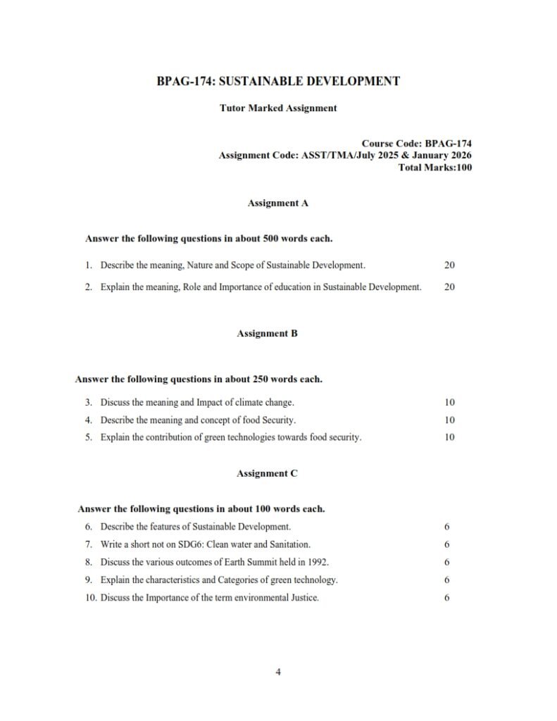 IGNOU BPAG-174 Solved Assignment 2025-26 English Medium