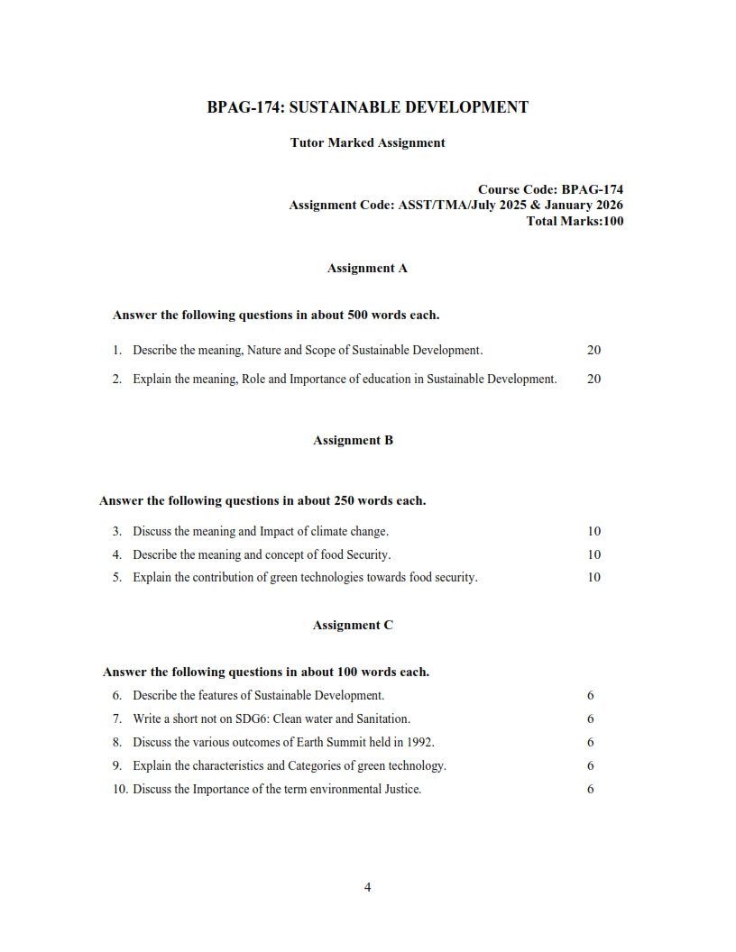 IGNOU BPAG-174 Solved Assignment 2025-26 English Medium