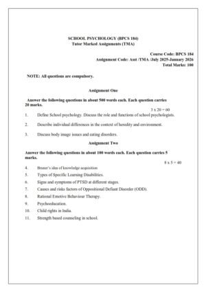 IGNOU BPCS-184 Solved Assignment 2025-26 English Medium