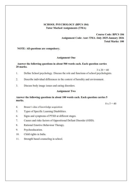IGNOU BPCS-184 Solved Assignment 2025-26 English Medium