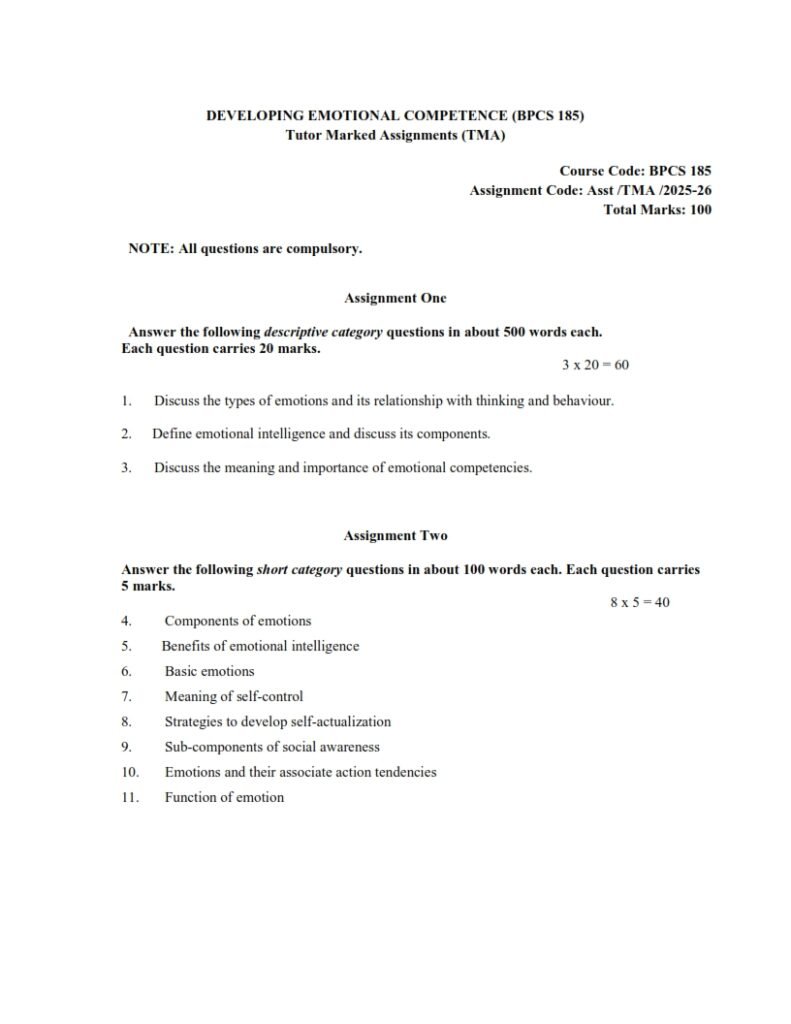 IGNOU BPCS-185 Solved Assignment 2025-26 English Medium
