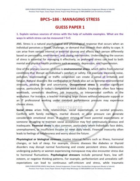IGNOU BPCS-186 Guess Paper Solved English Medium