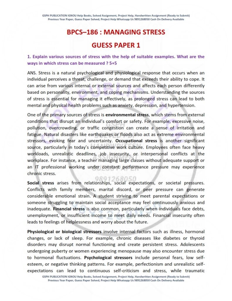 IGNOU BPCS-186 Guess Paper Solved English Medium