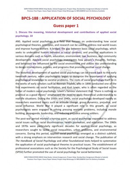 IGNOU BPCS-188 Guess Paper Solved English Medium