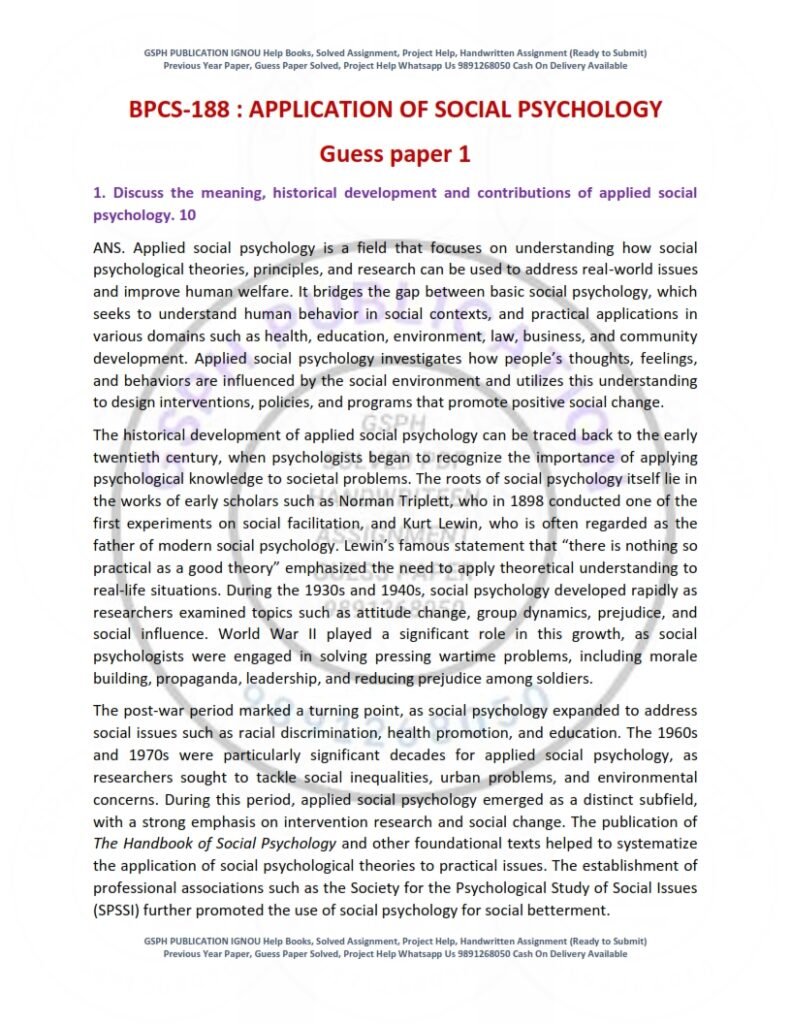 IGNOU BPCS-188 Guess Paper Solved English Medium