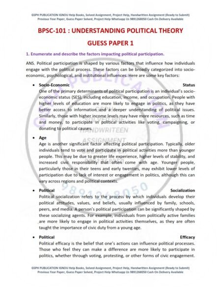 IGNOU BPSC-101 Guess Paper Solved English Medium