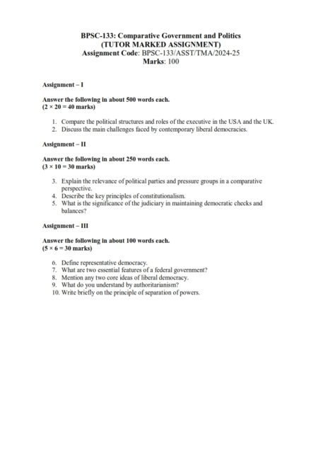 IGNOU BPSC-133 Solved Assignment 2025-26 English Medium