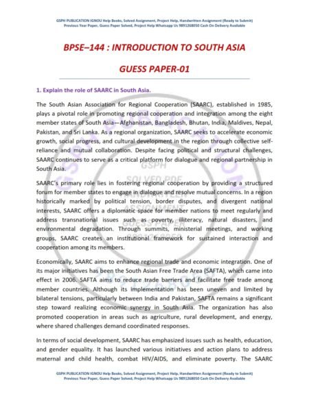 IGNOU BPSE-144 Guess Paper Solved English Medium