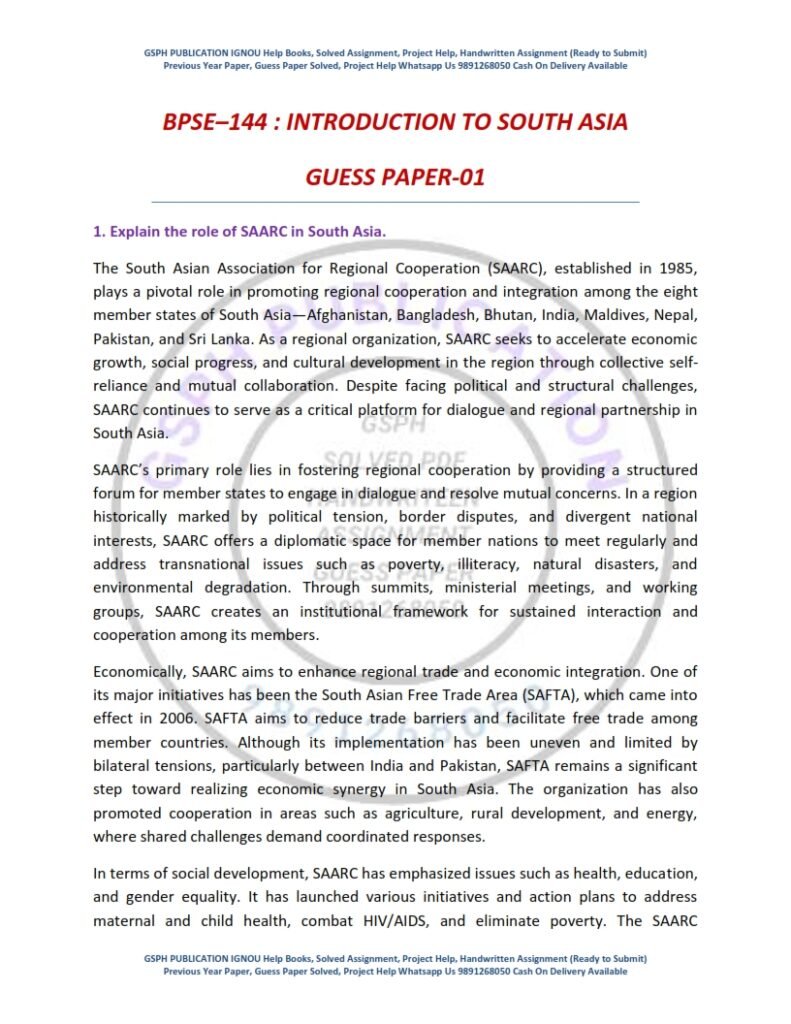 IGNOU BPSE-144 Guess Paper Solved English Medium