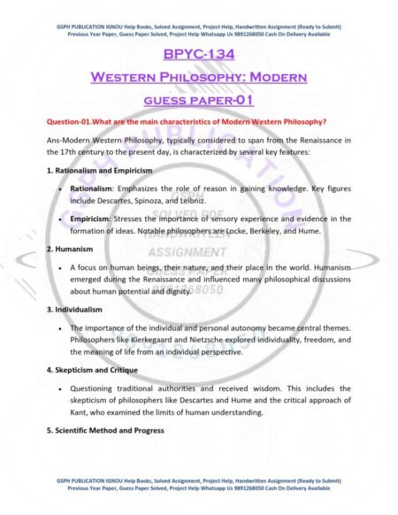 IGNOU BPYC-134 Guess Paper Solved English Medium