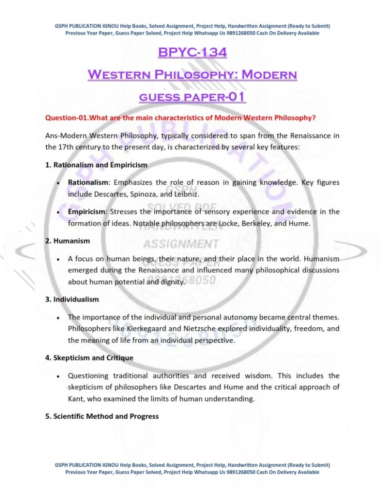 IGNOU BPYC-134 Guess Paper Solved English Medium