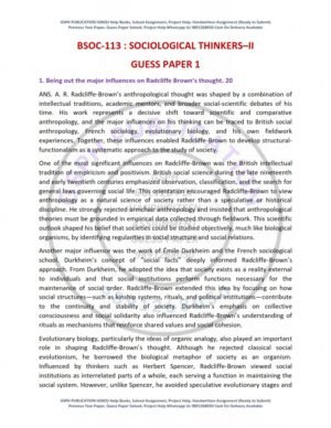 IGNOU BSOC-113 Guess Paper Solved English Medium