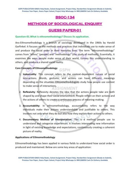 IGNOU BSOC-134 Guess Paper Solved English Medium
