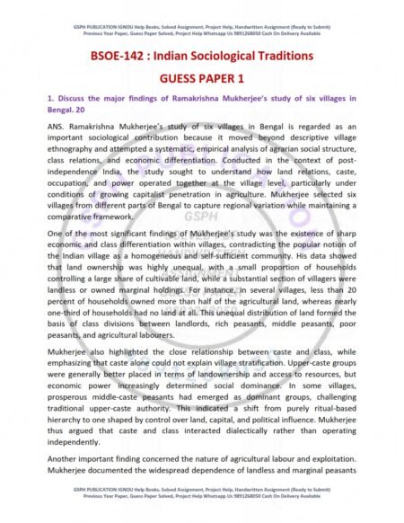 IGNOU BSOE-142 Guess Paper Solved English Medium