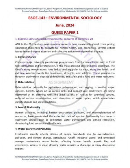 IGNOU BSOE-143 Guess Paper Solved English Medium